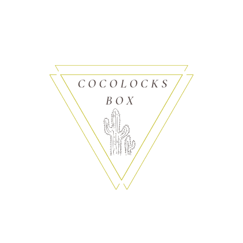 Logo with text "Cocolocks Box" featuring a cactus within a minimalist, double-outlined triangle.